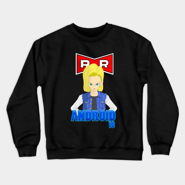 Dragonball Z Android 18 Crewneck Sweatshirt by Dori